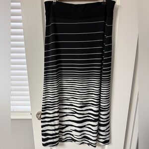 Laura Black White Zebra Print Maxi Skirt L